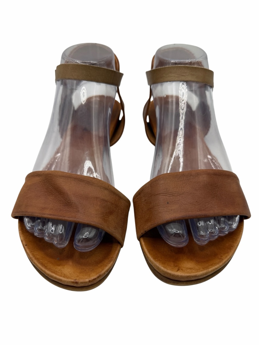 Miz Mooz Alanís Tan Brown Leather Open-Toe Ankle Strap Sandals - Size 8